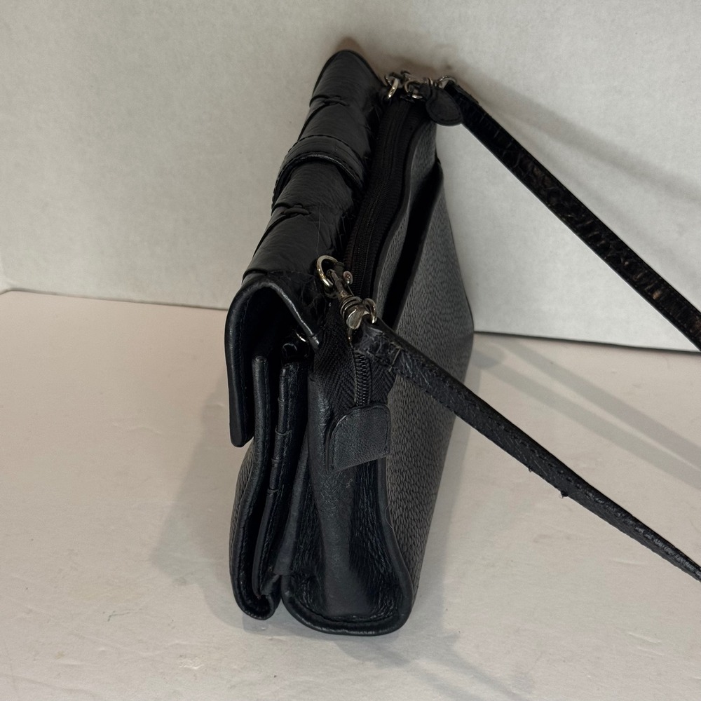 Brighton Black Leather‎ Crossbody Shoulder Bag Heart Lock Woven with Wallet - Picture 3 of 11